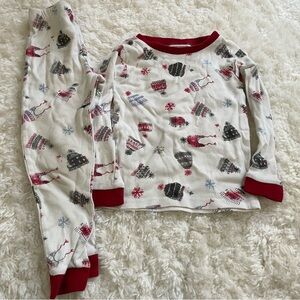 Burt’s Bees Kids Winter Hat Print Organic Pajama Set Cream Red 4T